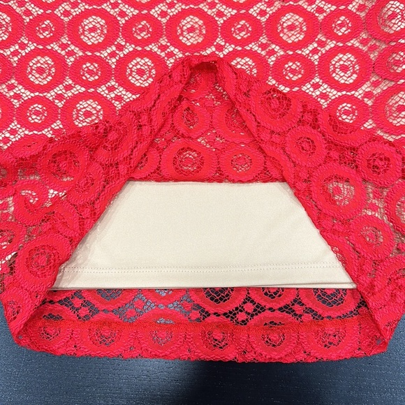 Bebe Red Lined Lace Bodycon Mini Dress with Mesh Inserts - XS - Picture 9 of 12